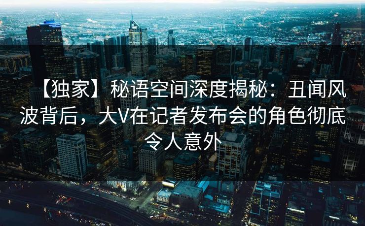 【独家】秘语空间深度揭秘：丑闻风波背后，大V在记者发布会的角色彻底令人意外