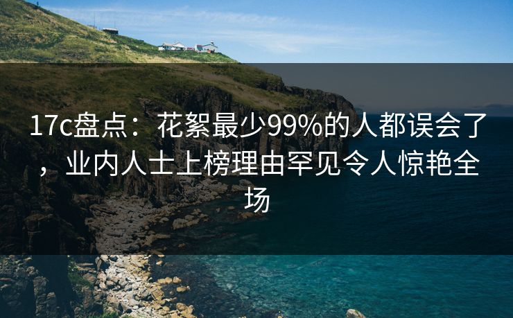 17c盘点:花絮最少99%的人都误会了,业内人士上榜理由罕见令人惊艳全场