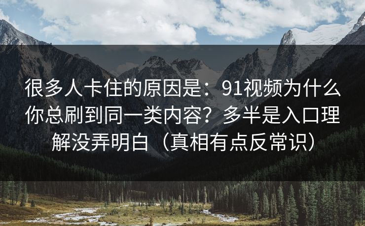 很多人卡住的原因是：91视频为什么你总刷到同一类内容？多半是入口理解没弄明白（真相有点反常识）
